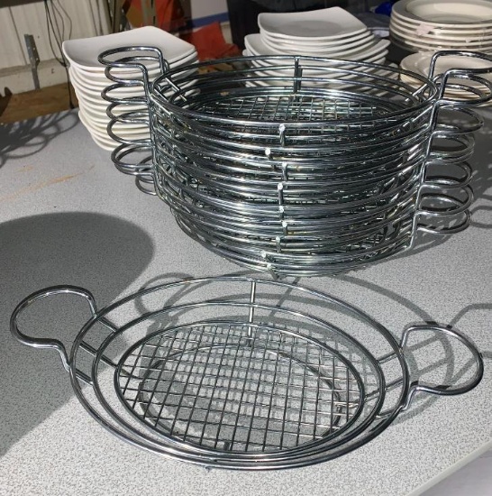 Lot of 10 HD Stainless Steel Serving Baskets, 11in x 8in