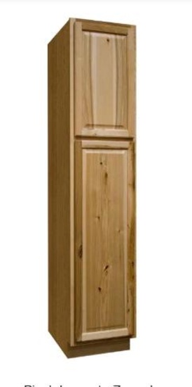 Hampton Natural Hickory Raised Panel Stock Assembled Pantry Kitchen Cabinet 18in x 84in x 24in
