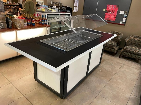 Mobile Cold Food Salad Bar w/ Custom Cabinet, Sneeze Guard, Refrigerated, Working