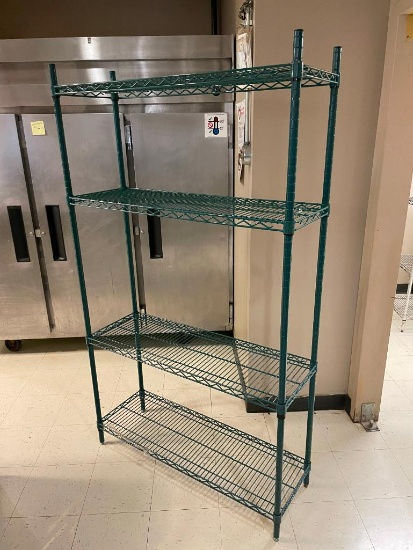 Stationary Chrome Green Epoxy Dunnage Storage Shelving Unit, 73in x 14in x 42in