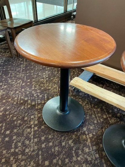 Restaurant Table Solid Wood Top, Round, 23in x 30in H, Single Pedestal Base by Waymar