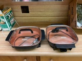 Lot of 2 Electric Skillets w/ Dome Lids