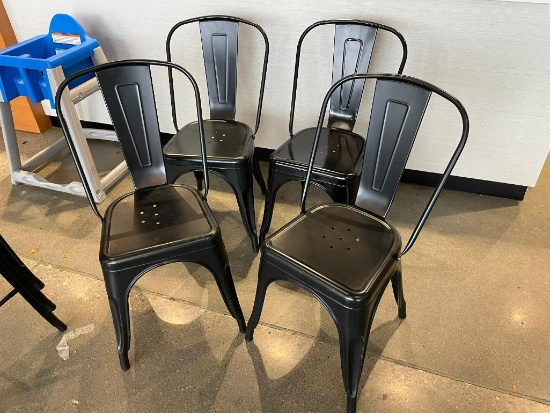 Lot of 4 Metal Restaurant Chairs, Stackable, Sold by the Chair x's 4