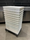 Lot of 14 Cambro DB18263 Pizza Dough Boxes w/ Dolly & 1 Top Lid