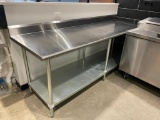 Stainless Steel NSF Prep Table w/ Lower Shelf, Backsplash, 96in x 30in x 36in H