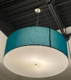 Contemporary Turquois LED Large Pendant Light Fixture, Buyer to Remove, Approx. 36in x 16in