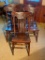 Five Matching Antique Oak Stick and Ball Chairs w/ Carvings