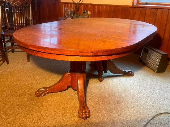 Antique Oak Claw Foot Table w/ Two Leaves, See Images for Measurements