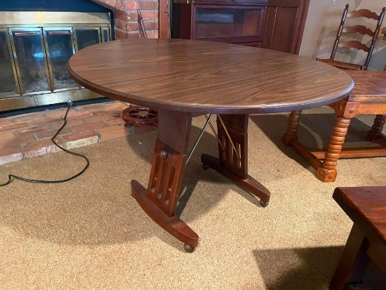 Mid-Century Modern Adjustable Height Round Table