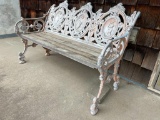 Vintage Cast Iron Park Bench w/ Dutch Boy Themed Design