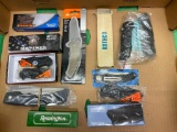 Large Group of Knives, Several New, Sharpening Stone