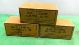 3 Boxes, 150 Rounds Ball Carbine Caliber .30 M1