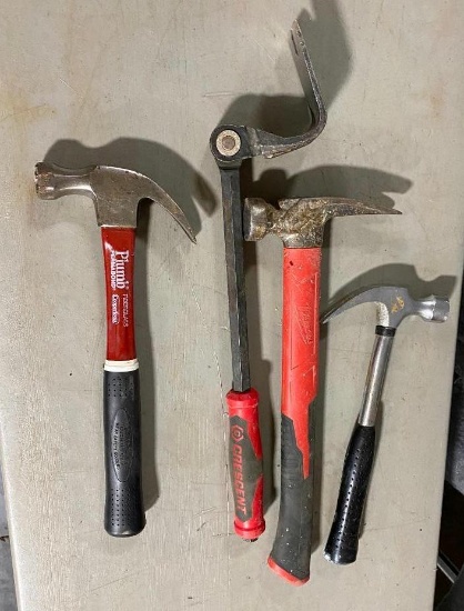 4pc. Hammers and Nail Puller, Nice Plumb Hammer