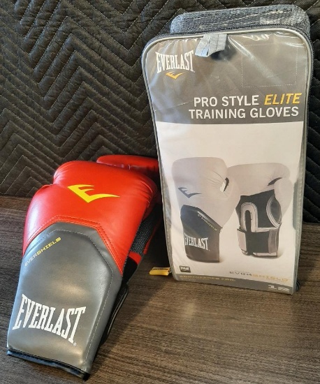 Everlast Pro Style Elite 12oz & 14oz Training Boxing Gloves Red and Gray, 2 Pair