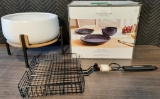 Threshold Westfield Dinnerware Set, Project 62 Earthenware Planter w/ Black Iron Stand, Grill Basket