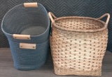 2 Woven Fabric Baskets Gray/Blue