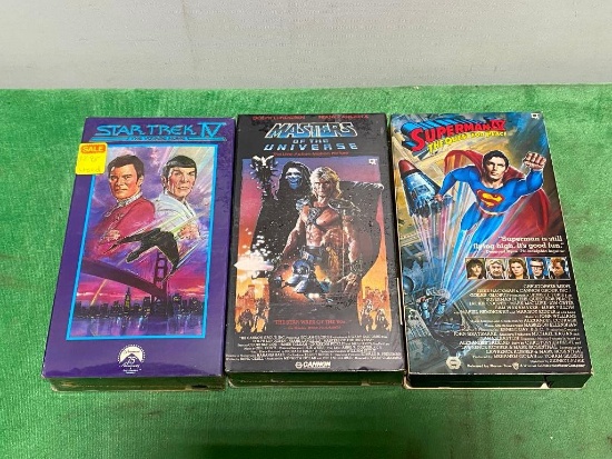 Lot of 3 Vintage VHS Movies, Start Trek IV, Masters of the Universe, Superman IV
