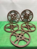 Lot of 5 Vintage Metal Film Projection Reels Goldberg Bros.