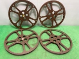 Lot of 4 Vintage Metal Film Projection Reels, 1600
