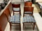 Lot of 4 Restaurant / Banquet Chairs, Wood Frame, Padded Seat, Design Fabric