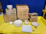 Group of New Restaurant China, Square Plates, Round Plates, Bowls, Saucers