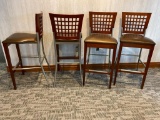 Lot of 4 Bar Stools / Pub Chairs, GAR Products, Wood, Metal, Padded Seat