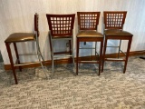 Lot of 4 Bar Stools / Pub Chairs, GAR Products, Wood, Metal, Padded Seat