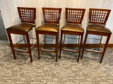 Lot of 4 Bar Stools / Pub Chairs, GAR Products, Wood, Metal, Padded Seat