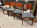 Lot of 4 Restaurant / Banquet Chairs, Wood Frame, Padded Seat, Design Fabric