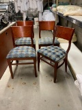 Lot of 4 Restaurant / Banquet Chairs, Wood Frame, Padded Seat, Design Fabric