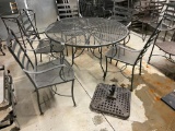 Patio Table, 5 Chairs, Umbrella Base, 48in Round