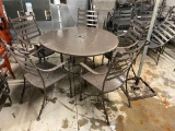 Patio Table, 5 Chairs, Umbrella Base, 48in Round