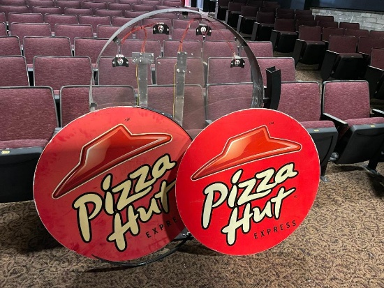 Pizza Hut Round Exterior Sign, 36in Round, w/ Bulbs and Frame