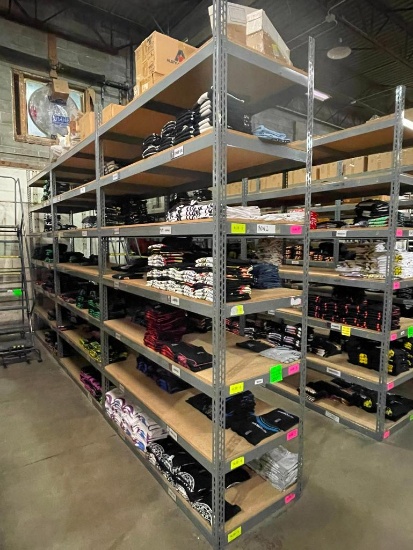 HD Steel Shelving w/ Wood Shelves, 3 Connected Units, ea. 10ft H, 6ft W, 30in D, 7 Shelves