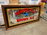 Large Newcastle Brown Ale Advertising Mirror, 63in in Wood Frame
