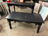 Lot of 2 Wood Nesting Merchandising Tables, 5ft/60in & 4ft/48in, Black, Nice Cond.
