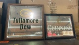 Lot of 2 Advertising Mirrors, Tullamore Dew & Guinness, 21in & 24in