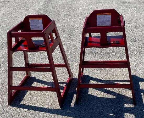 Lot of 2 Wooden High Chairs