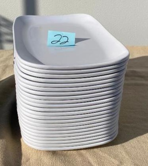 Lot of 22, G.E.T. Melamine CS-6103 Rectangular 11-1/4in x 7in Siciliano Platter, White
