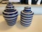 Two Blue and White Lidded Jars or Urns