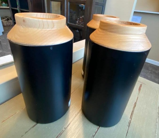 Three Wood and Composite Vases