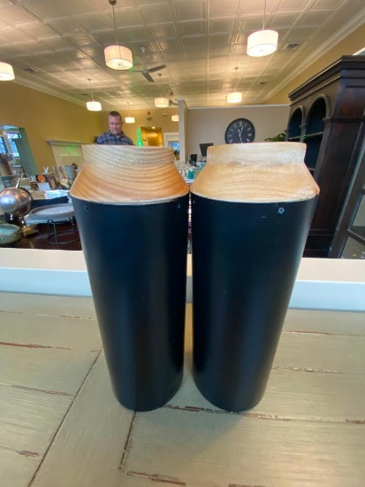 Two Wood and Composite Vases