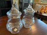 Pair of Ornate Glass Containers / Candy Jars