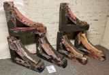 Six Historic Architectural Wood Corbels from Old Dundee Building c. 1910, Orig. Paint, Unrestored