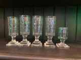 Lot of Five Art Deco Style Footed Glasses or Vases