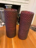 Two 16in Hobnail Vases