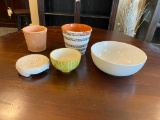 Five Planters, Bowls and Tray