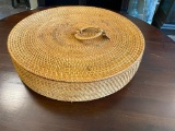 Woven Wicker Divided Container w/ Lid, 20in