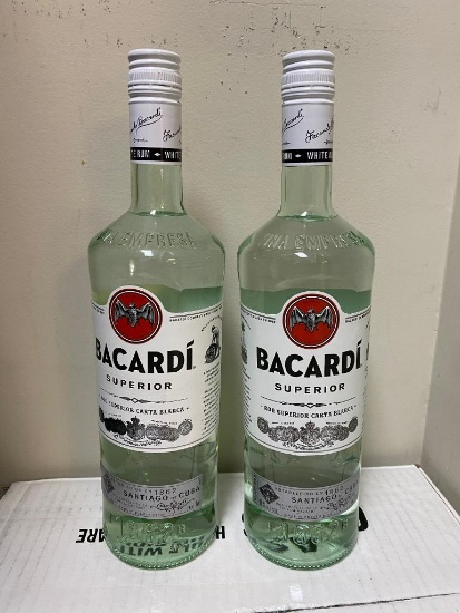 2 Bottles, Bacardi Superior White Rum, 1 Liter Bottles