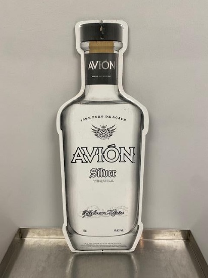 Avion Silver Tequila Die Cut Metal Sign